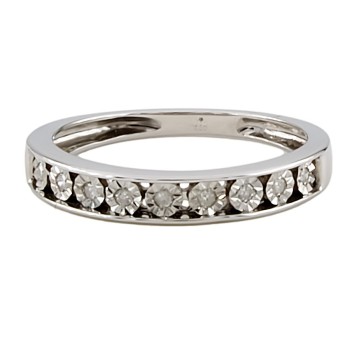 9ct White Gold Diamond Half Eternity Ring Size K